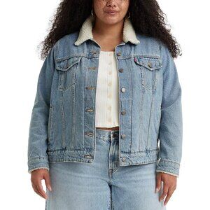 Levis Plus Size Sherpa-Trim Original Trucker Jean Jacket Blue Size 3X NWT